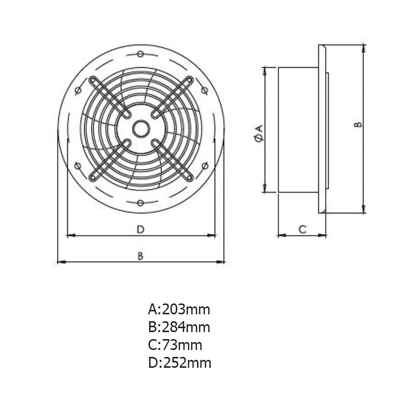 AirRoxy Aros βιομηχανικός εξαεριστήρας Φ200mm (01-122) - Image 2