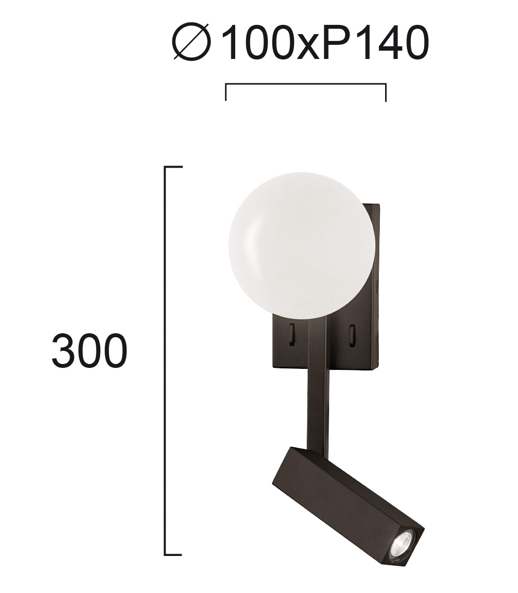 Φωτιστικό επίτοιχο Reflect 1Φ Led 5W + 3W Λευκό - Μαύρο (4229000) - Image 2