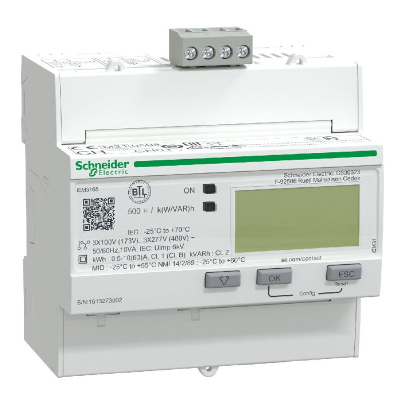 Acti 9 iEM - iEM3165 μετρητής ενέργειας - 63 A - BACnet - 1+1 I/O - πολλαπλή τιμολόγηση (A9MEM3165)