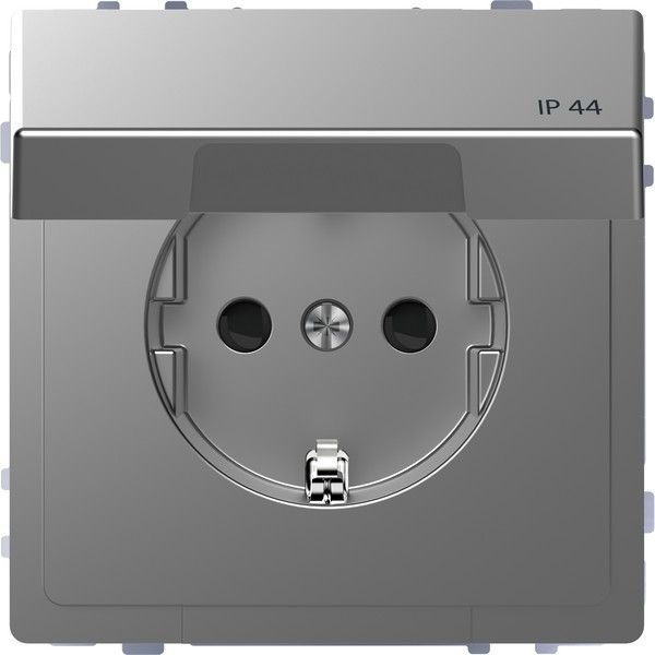 Merten D πρίζα σούκο ασφαλείας - IP44 - St. Steel (Schneider Electric MTN2314-6036)