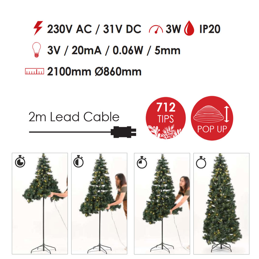 Lailias χριστουγεννιάτικο δέντρο Pop Up 210cm με φωτισμό (X1821020002) - Image 2