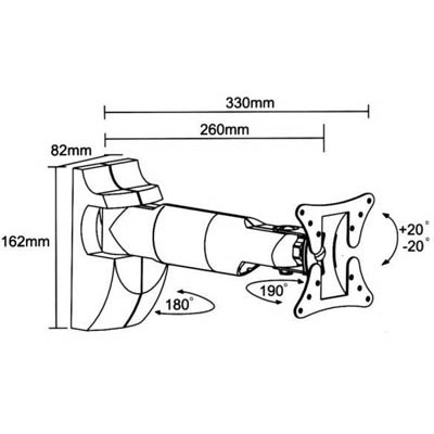 Brateck LCD-502 βάση τηλεόρασης τοίχου με βραχίονα έως 23 ίντσες (04.044.0020) - Image 2