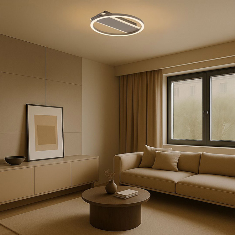 Glavian πλαφονιέρα οροφής Led 24W 4000K 33cm γκρι-μπεζ στρογγυλή (71474) - Image 5