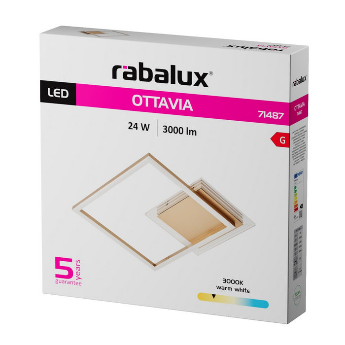 Ottavia φωτιστικό οροφής LED 24W χρυσό (71487) - Image 7